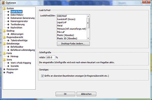 Optionsmenue - System - Look&Feel